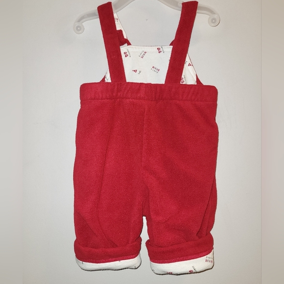 Vintage Gymboree Holiday Magic Unisex Red Fleece Overalls 0-3 Months Boys Girls - Picture 5 of 7